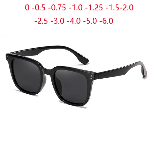 Gafas de sol cuadradas antideslumbrantes para miopía, lentes de sol polarizadas con dioptrías TR90, UV400, prescripción de menos grados, 0-0,5-0,75 To-6,0