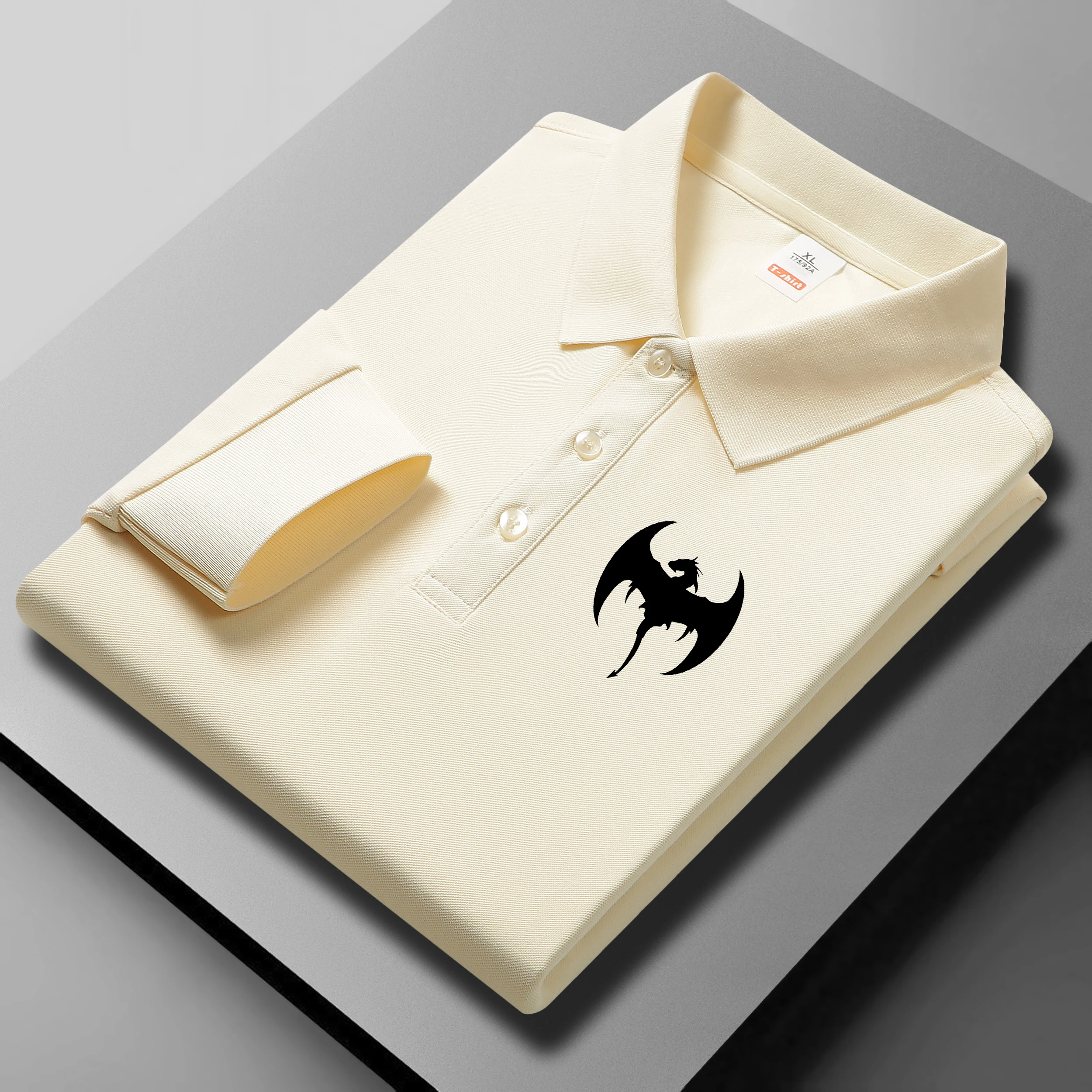 

Рубашка-поло с простым принтом и рисунком дракона, мужские базовые рубашки, повседневная осенняя уличная мягкая одежда унисекс, новая умная повседневная одежда