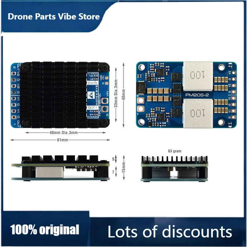 

FyMatek PM20S 2 Power Module DC Step Down Voltage Regulator For FPV Drone Support 4 20S Lipo Battery