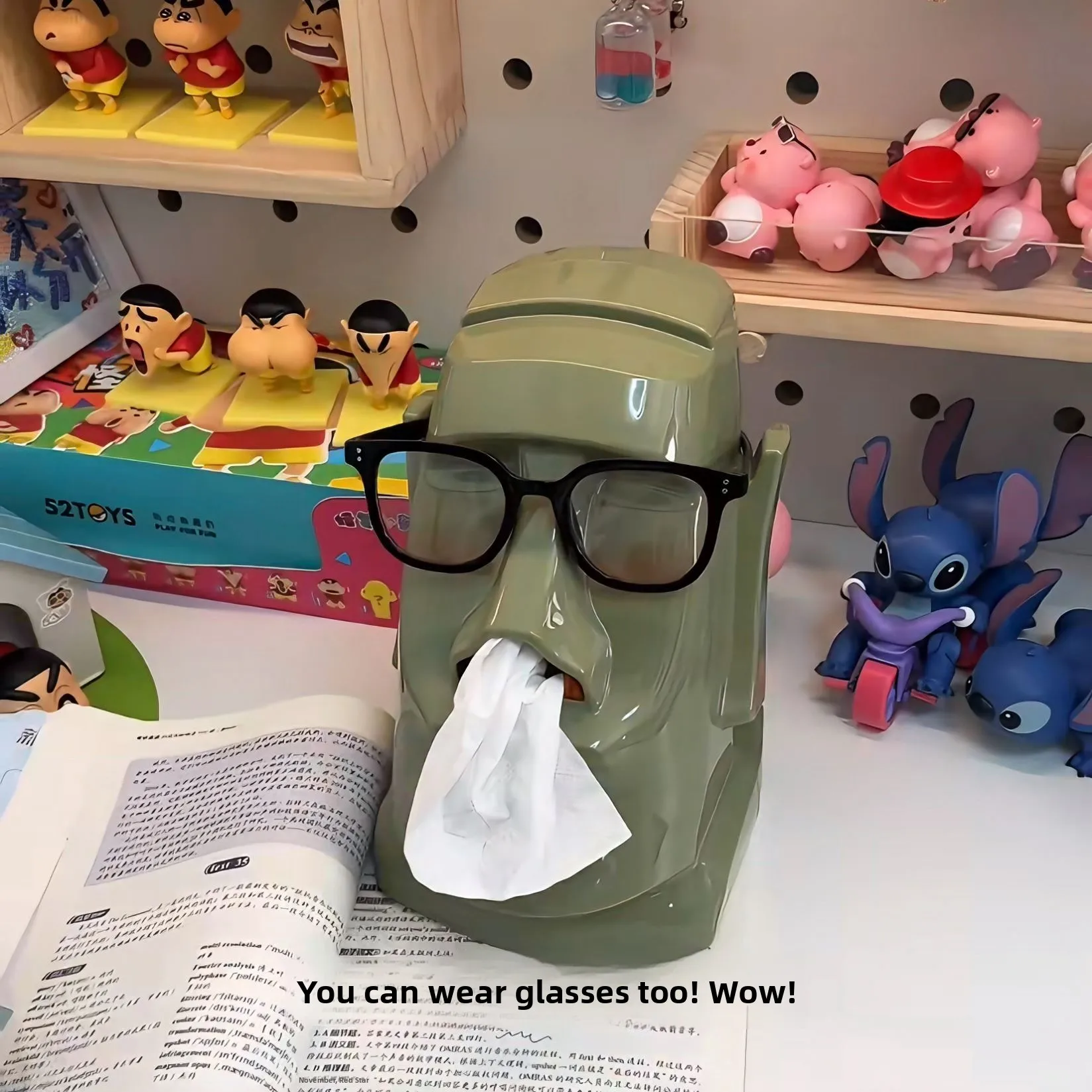 Statue d'île de pâques, boîte à mouchoirs, décoration créative pour la maison, porte-lunettes à double usage, Design de figurine en pierre, ornements de salon