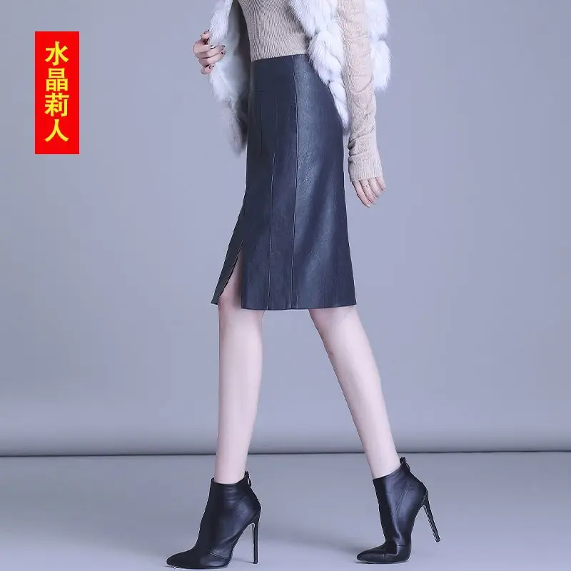 2024 Women Spring Summer A-line Loose  Fit Skirt Splice High Waist  Knee Solid Color Split Office Lady  T839