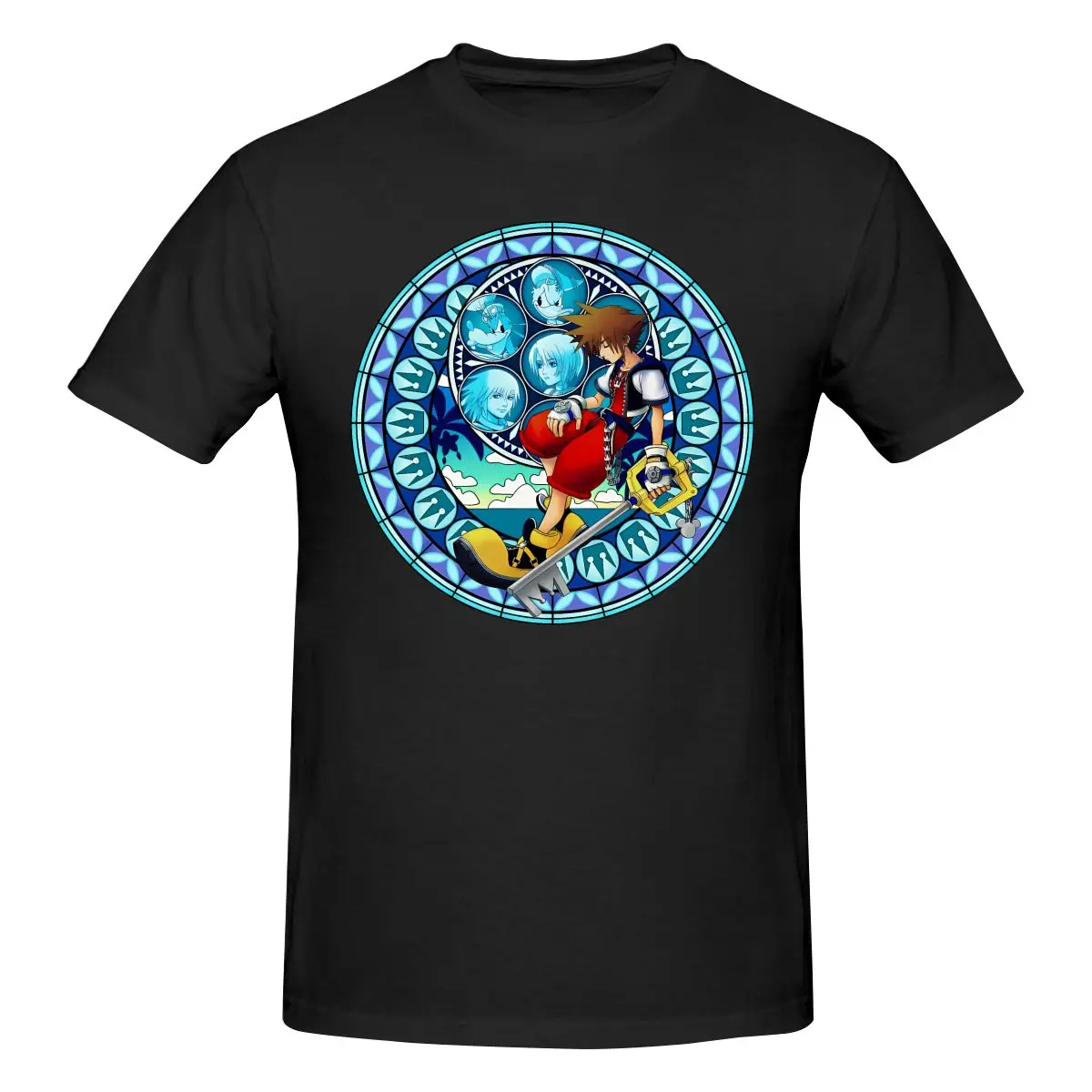 

Мужская футболка с принтом Funny Kingdom Hearts - Sora S Dive To The Heart Stained, унисекс, для баскетбола