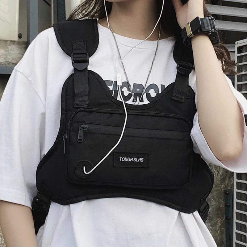 Chest Bag Hip Hop Tactical Streetwear Fashion Large Capacity Functional Waist Bag Sports Casual Oxford Vest Bag for Men Women