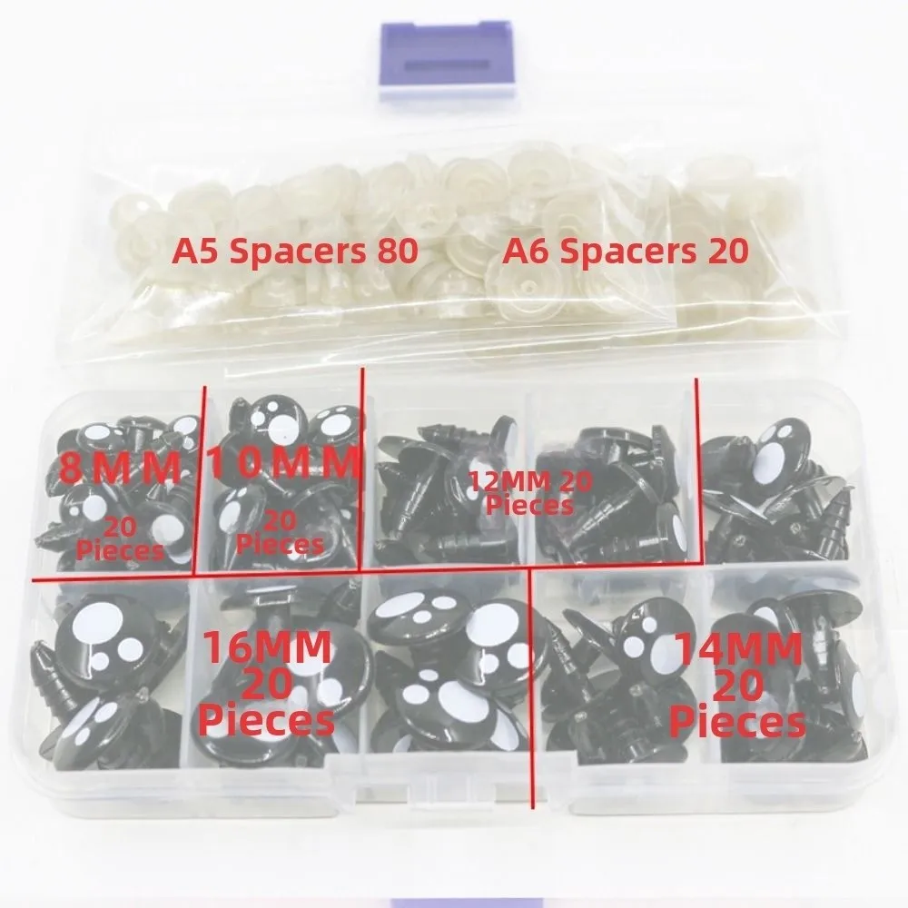 100pcs/box High Quality 5Sizes Plastic Safety Eyes Black Oval Shape Bear DIY Eyes For