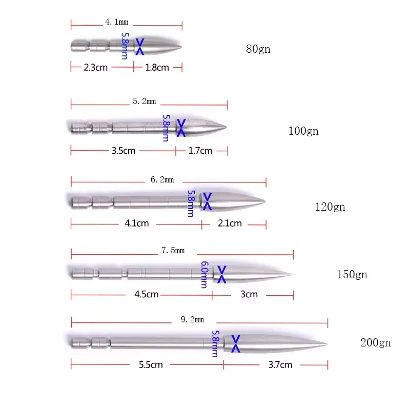 ID 4.2 mm Arrow Shaft Arrow Head 80 100 120 150 200 Grain Stainless Steel Bullet Point Tip For Archery DIY Accessory