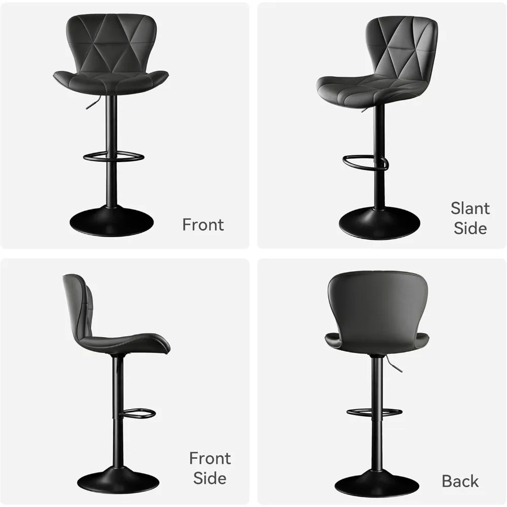 Bar Stools Set of 4,Adjustable Swivel Barstools, Faux Leather Bar Chairs,Upholstered Counter Height with High Backrest for Kitch