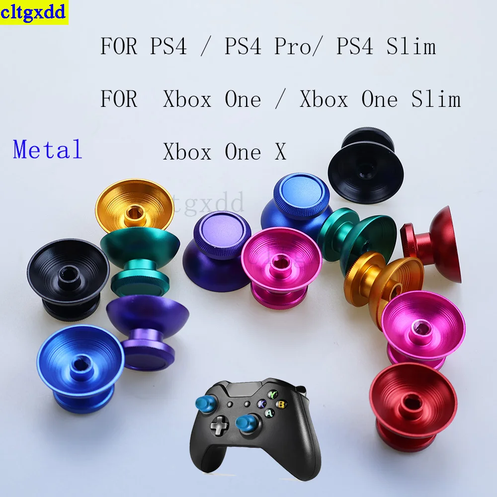 Cltgxdd 1 Pair for PS4/PS4 Pro/Slim/Xbox One/Xbox One Slim/X Gamepad Controller Finger Stick Metal Analog Joystick Mushroom Head