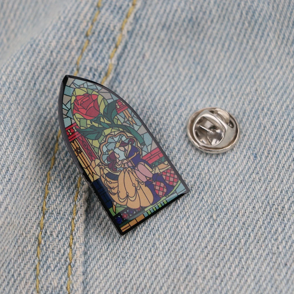 Fairy Tales Rose Vintage Enamel Pins Movie Brooches Metal Lapel Badges for Backpack Clothes Accessories Cartoon Jewelry Gifts