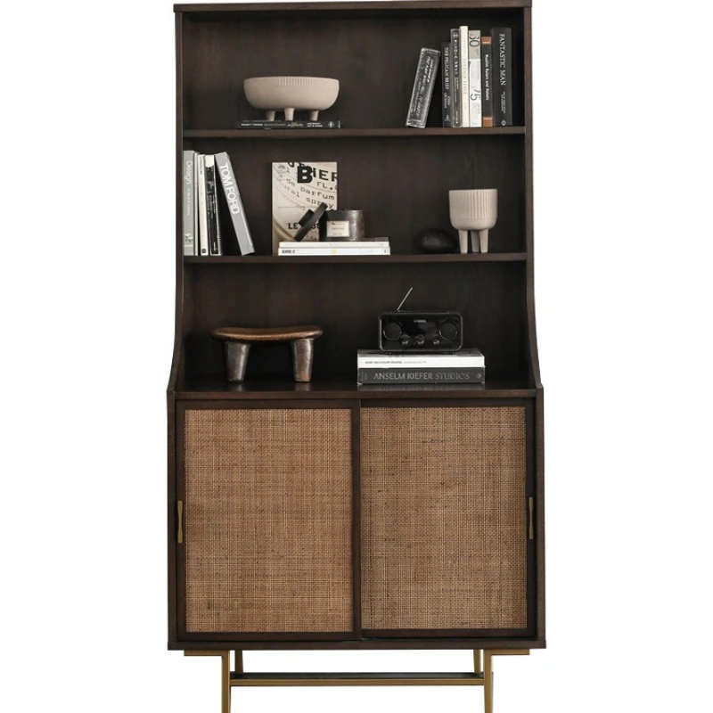 

Nordic solid wood dining side rattan Internet celebrity storage locker, modern simple display dining side cabinet
