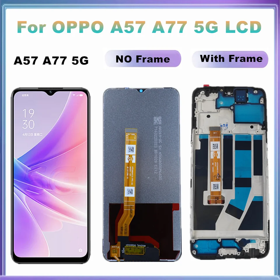 SRJTEK Per OPPO A77 5G Display LCD Per OPPO A57 5G Schermo di Ricambio Per OPPO CPH2339 PFTM20 Touch Digitizer Repiar Kit (nero, con telaio