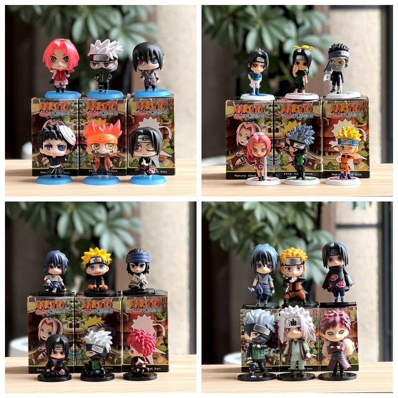 Caja ciega hecha a mano de Naruto, juego completo de versión Q Naruto Sasuke Kakashi, me encanta Luo adornos de dibujos animados muñeca regalo de cumpleaños anime
