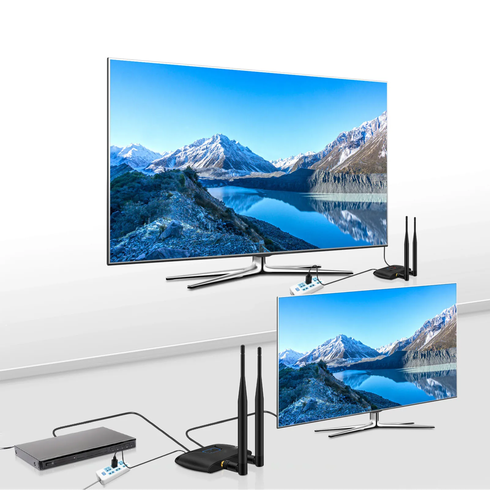 Wireless HD Multimedia Interface Extender 100‑240V AV Transmitter Receiver Full HD 656ft Delayless with Loop Out for Projector