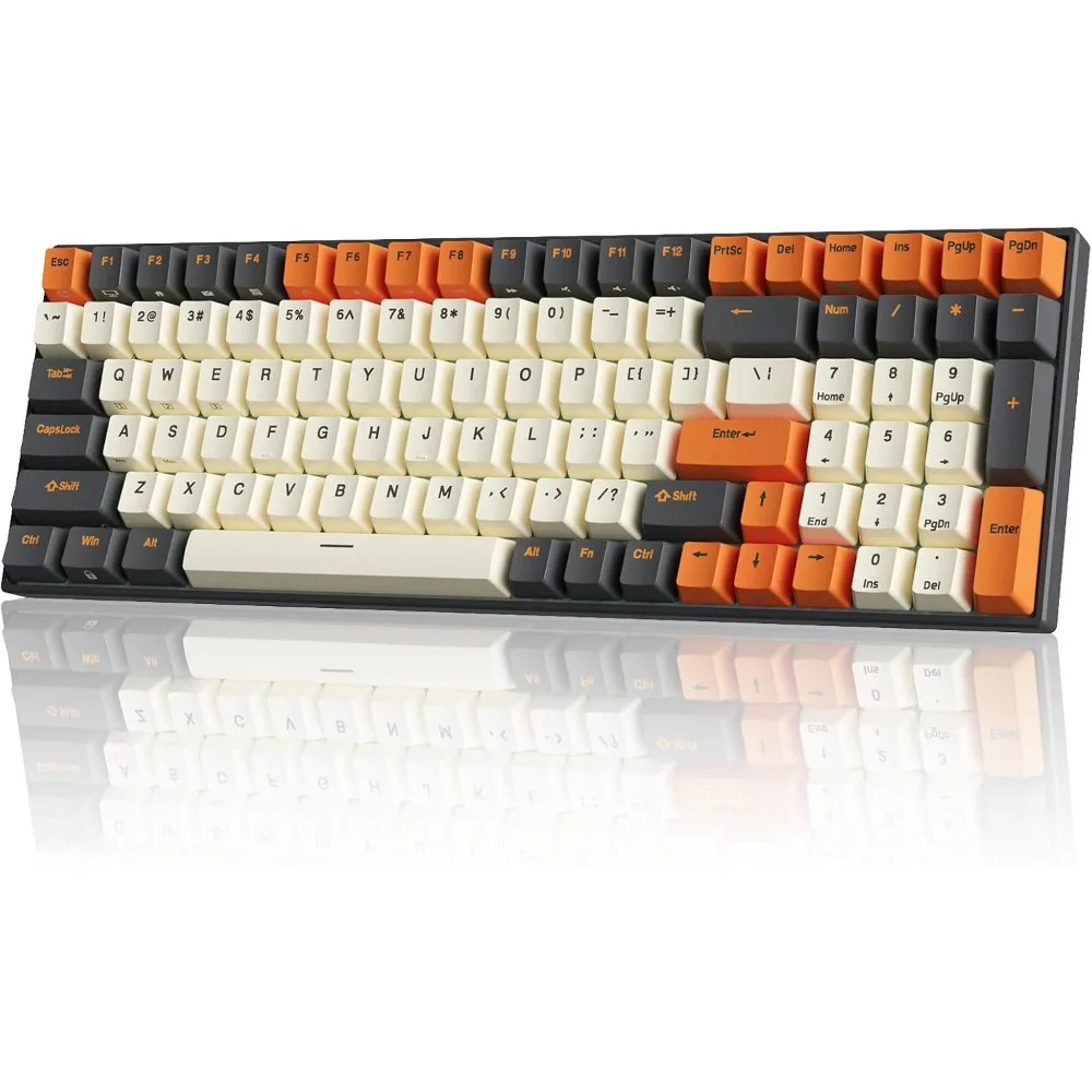 Wireless Mechanical Keyboard RGB Backlit Bluetooth/Wired 96% Full Size 100-Key Hot Swappable Gaming Keyboard Blue Switch Carbon