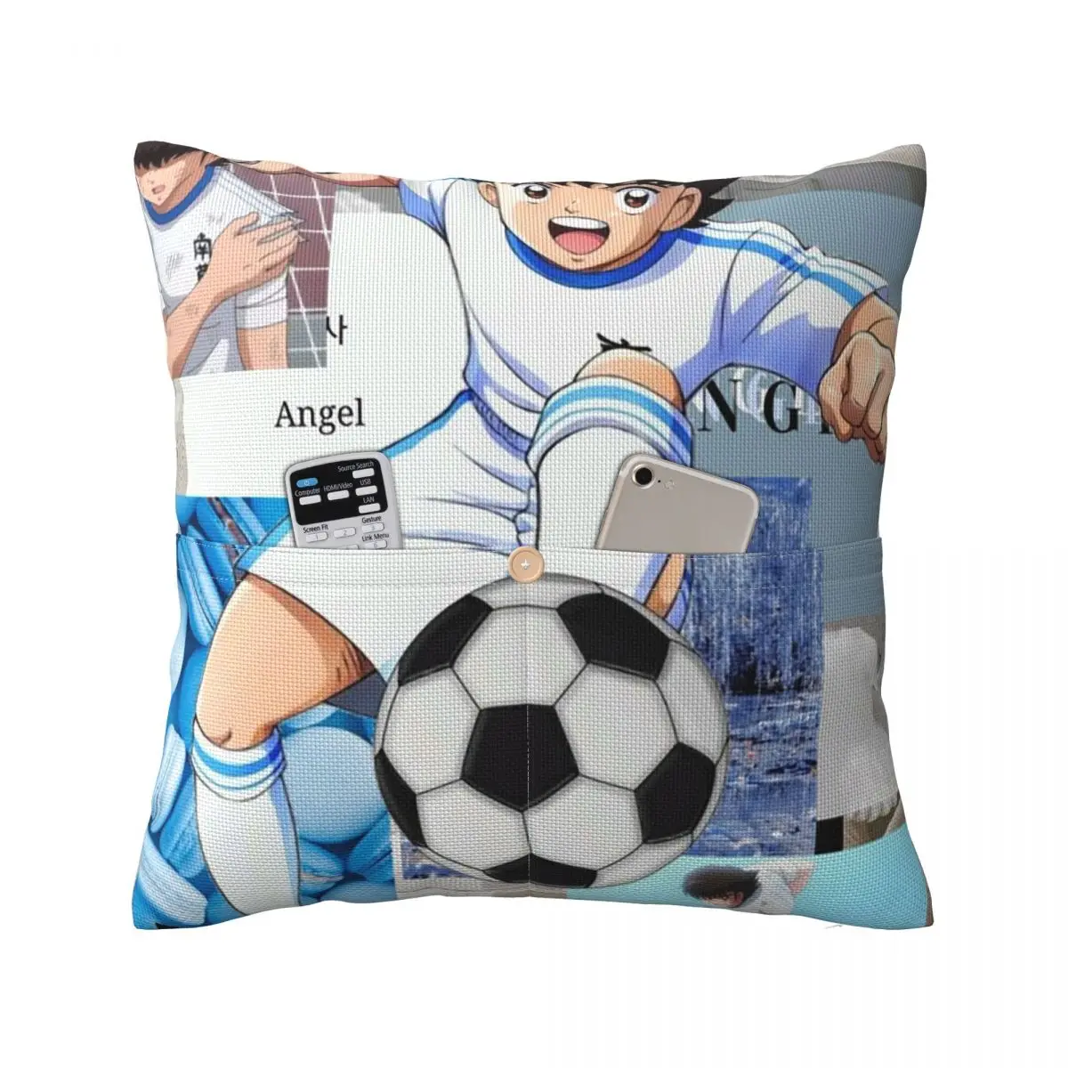 Ozora Oliver Atom Capitan Tsubasa - Funda de almohada cuadrada de lino, funda de cojín de poliéster, decoración para dormitorio, hogar, almohada decorativa