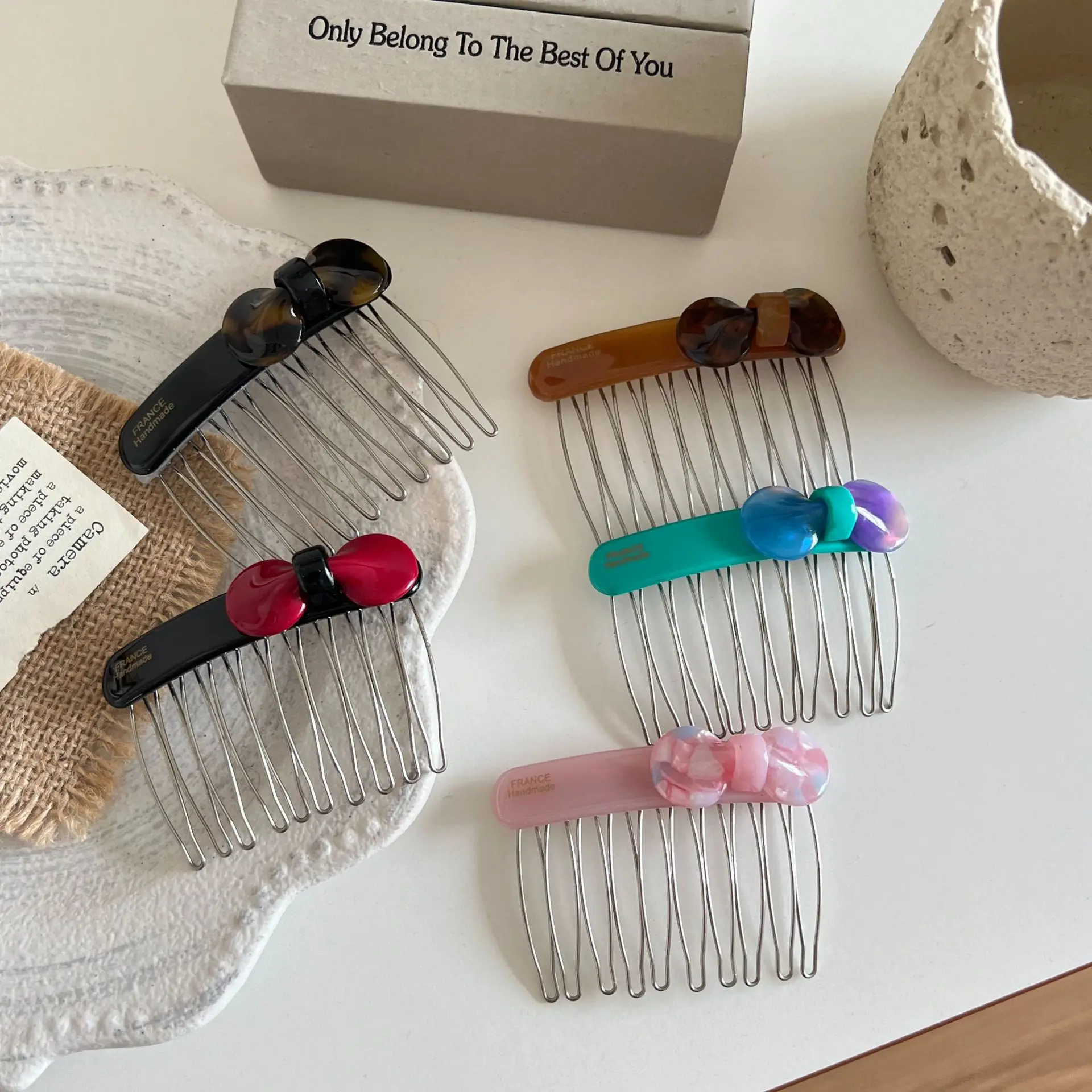 

Simple Acetate Hair Comb Bow Clip Elegant Hairpin Seamless Bangs Clip Forehead Hair Accessories