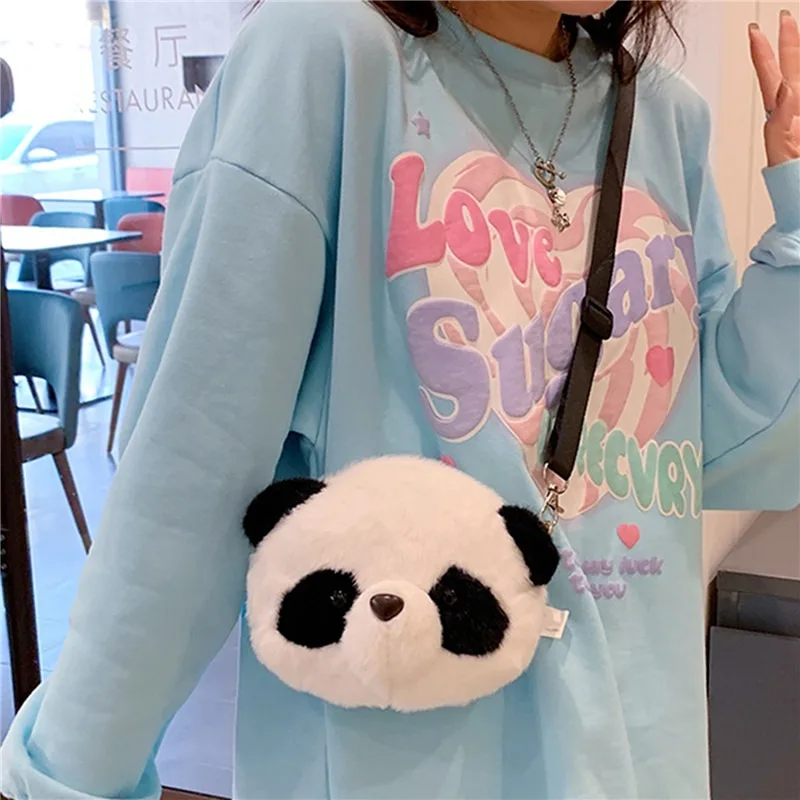 Women Shoulder Bag Cartoon Panda Cross Body Messenger Lipstick Bag Plush Handbag Gift For Mother's Day Valentine's Day