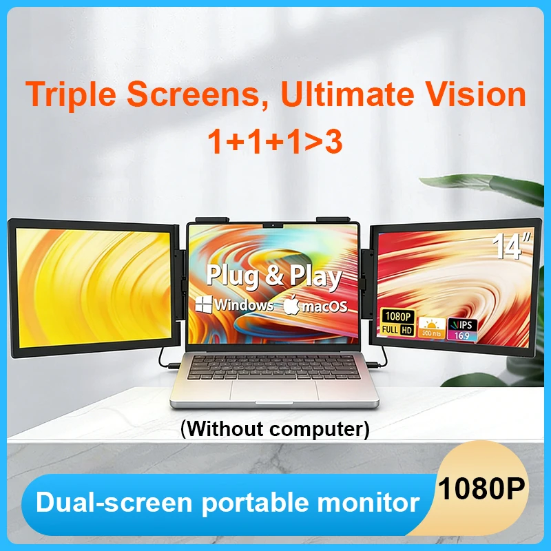 

New 14 Inch 15.6 Inch Dual Screen Portable LCD Monitor for Laptop Expansion Trading Multi Display Foldable External Secondary
