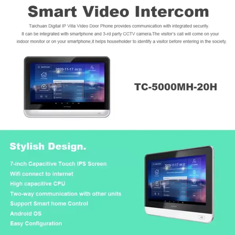 Tuya Villa Doorphone Multi apartment Ip Video Intercom With Wifi 4 Apartments Video Interphone Security Wifi Intercom System