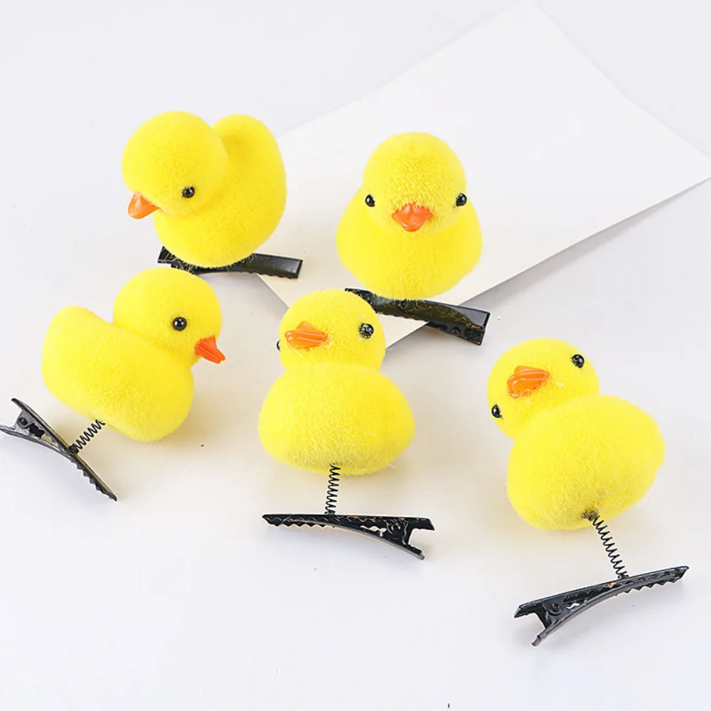 10pcs Little Yellow Duck Hairpin 2024 Cartoon Plush Headwear Cute DIY Headdress Children