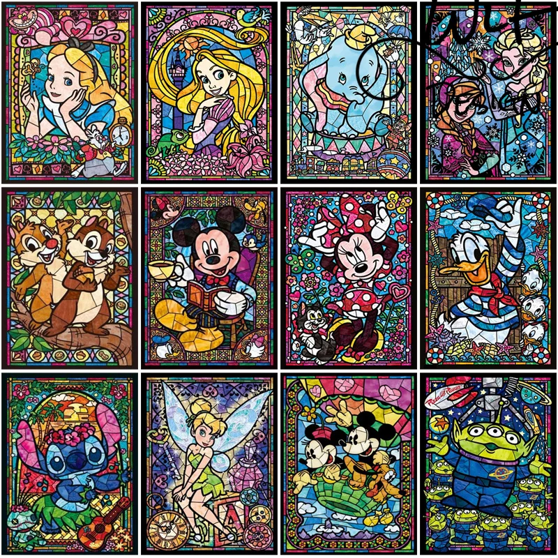 

Disney Retro Diamond Painting Mickey Stitch Cross Stitch Mosaic Dumbo Cartoon Movie Poster Room Decoration Gift Handicraft Craft