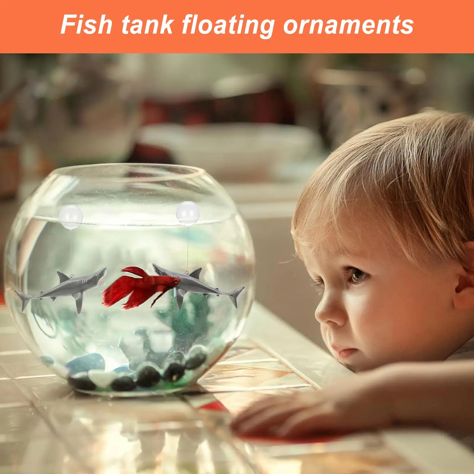 1pc Floating Shark Ornament Adjustable Aquarium Shark Animal Decor Shark Floating Ornament Small Tank Landscapes Craft