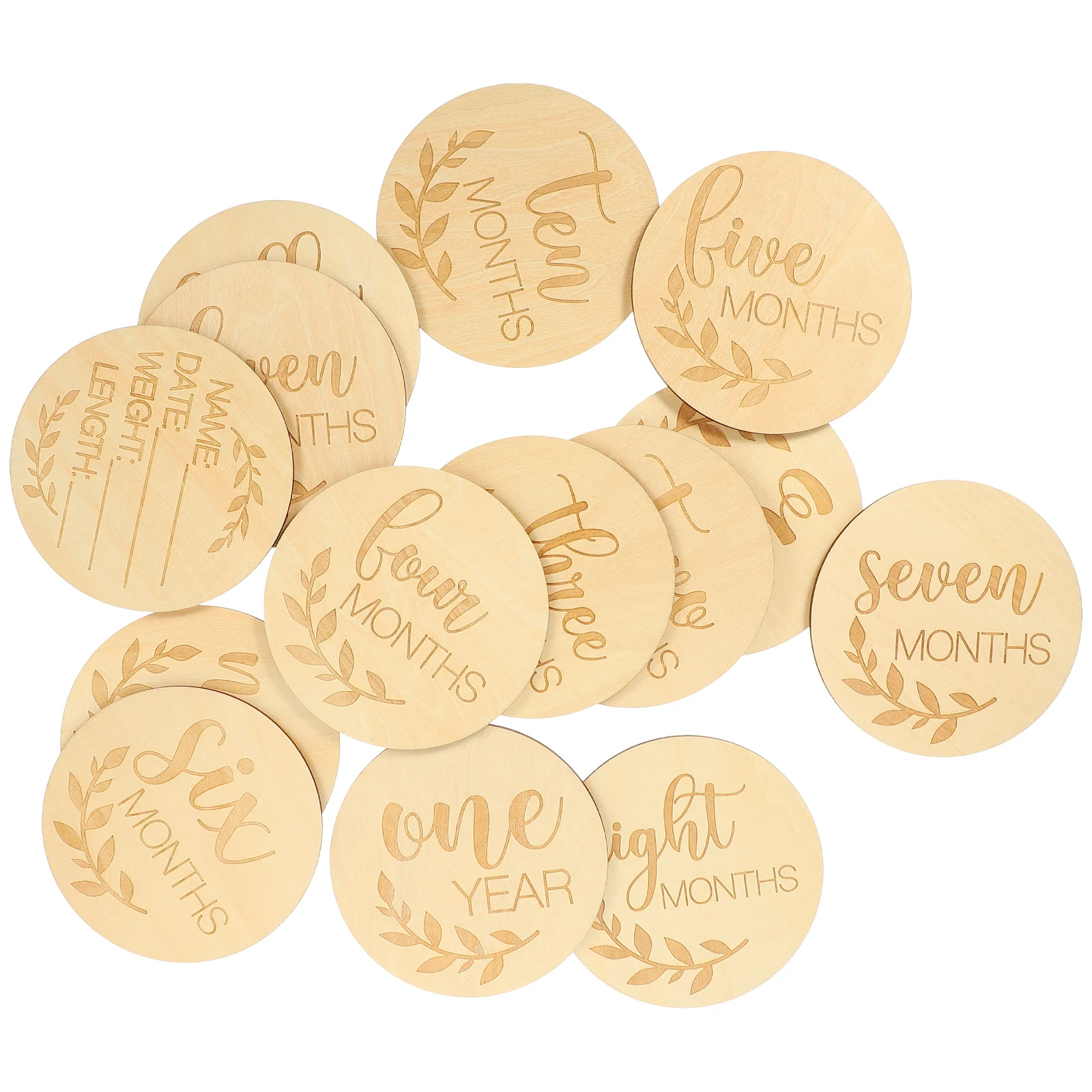 

Wooden Baby Milestone Cards Newborn Growth Smooth Photo Props Infant Monthly Markers Round Discs Pattern Designs Baby Month