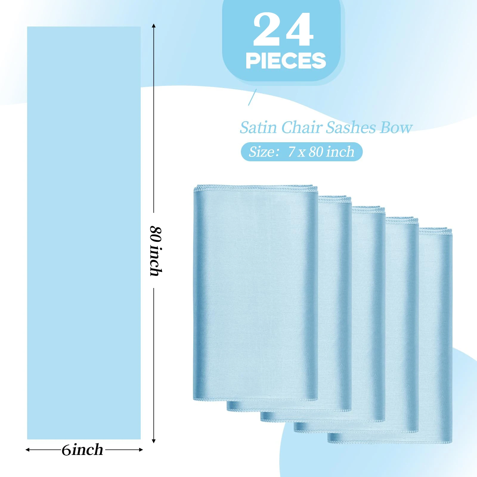 Imagem -02 - Céu Azul Cetim Cadeira Faixas Arcos Cadeira Tampa Fitas para Banquete de Casamento Festa Chuveiro de Bebê Decorações de Eventos 17x275cm 24 Pcs