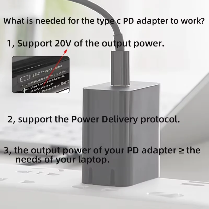 100W Type C Dc Power Adapter Jack Connector USB Type C To Universal Fast Charging Cable Cord for Lenovo Asus Hp Acer Laptop - view 5