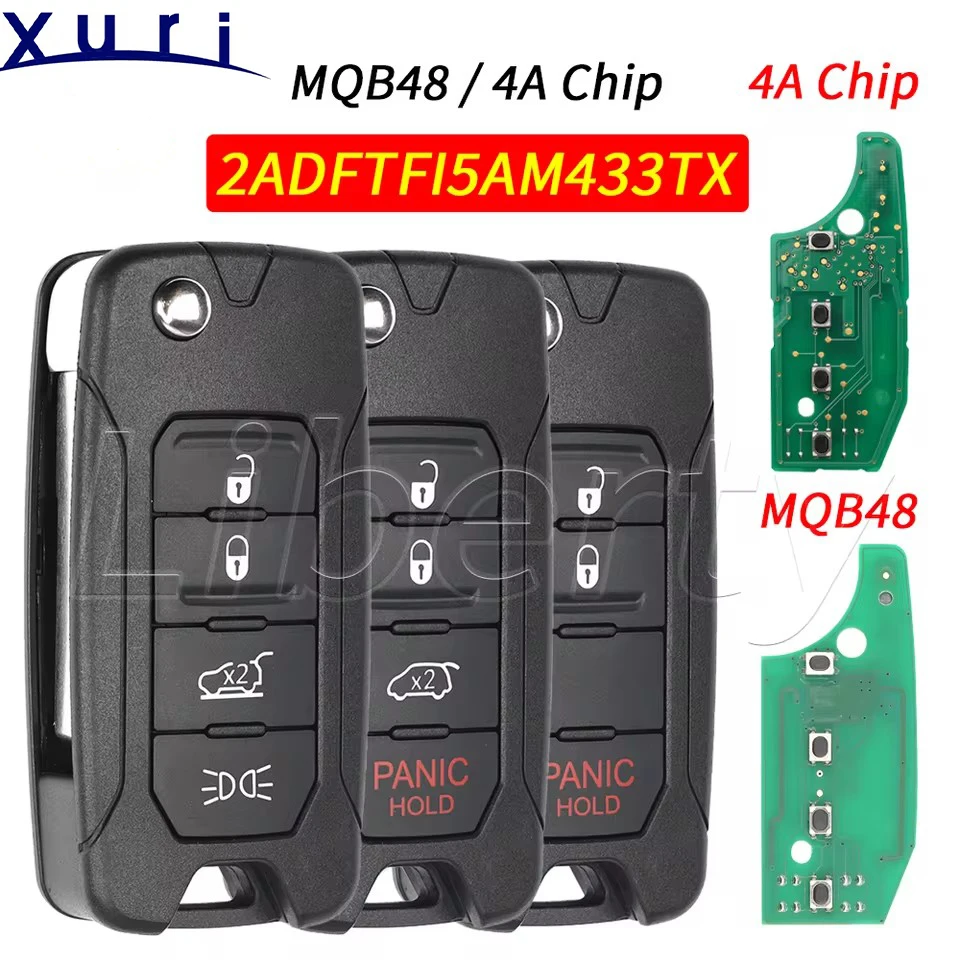 

RX2RKEL9 2ADFTFI5AM433TX откидной автомобильный дистанционный брелок 4A/чип MQB48 для Jeep Renegade Fiat 500X 2016-2018 SIP22 Blade