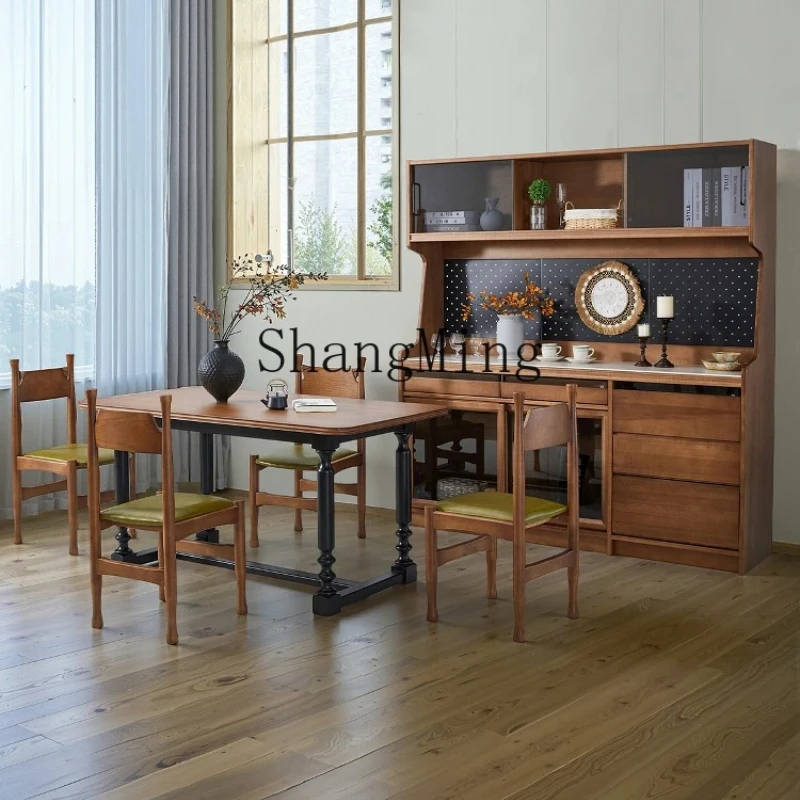 

FGpremium exquisite new medieval solid wood dining table household small apartment rectangular dining table chair