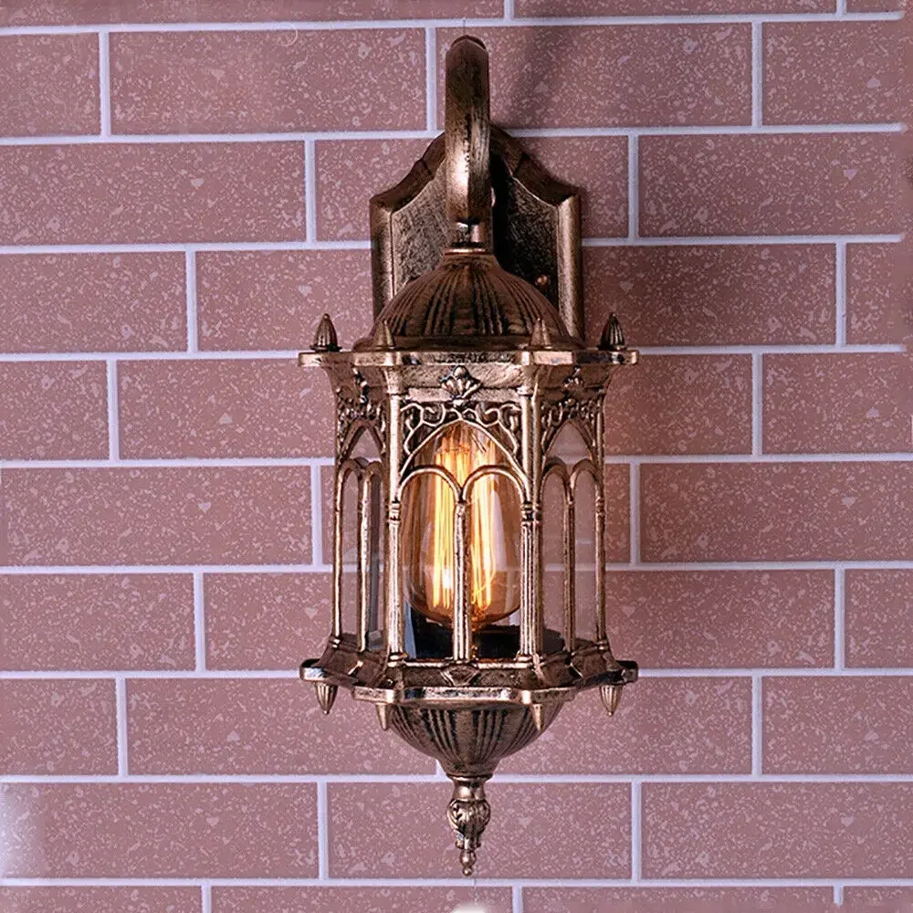 Antique Outdoor Wall Lantern Sconce Light, Vintage Exterior Porch Light Fixture for Garden and Entrance