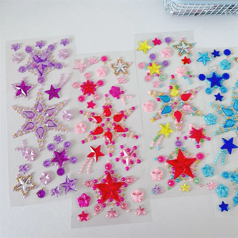 

Girly Sparkle Star Stickers Princess Style Diamond Face Decal for Stage Shiny Makeup Decoration Self Adhesive Gem