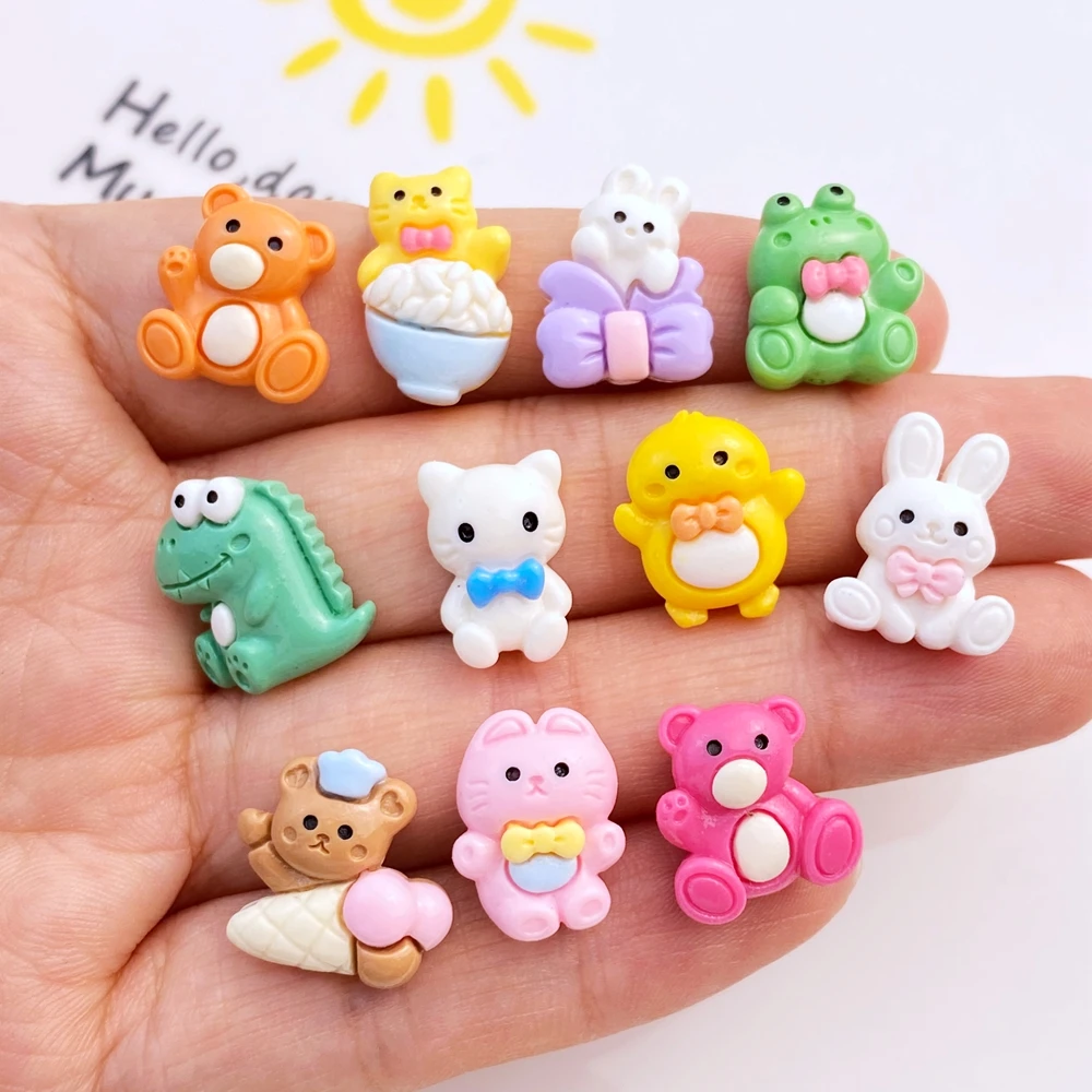 20 pieces of resin mini cartoon rabbit cat nail art flat head water diamond application DIY scrapbook decoration accessories