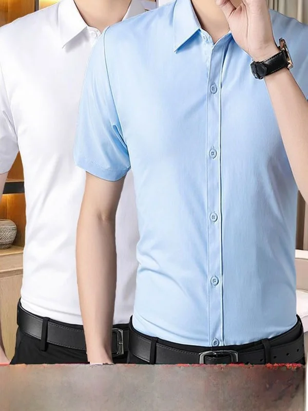 

Men's White Shirt Short Sleeve Business Casual Summer New Style Professional Workwear Suit Slim Fit Shirt American Style