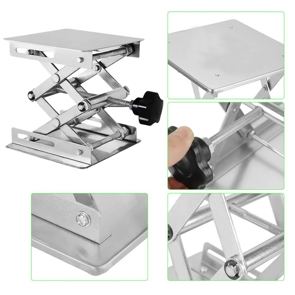 Stainless Steel Lifter Router Plate Table 100*100mm Adjustable Lift Table Manual Lifting Platform Woodworking Benches