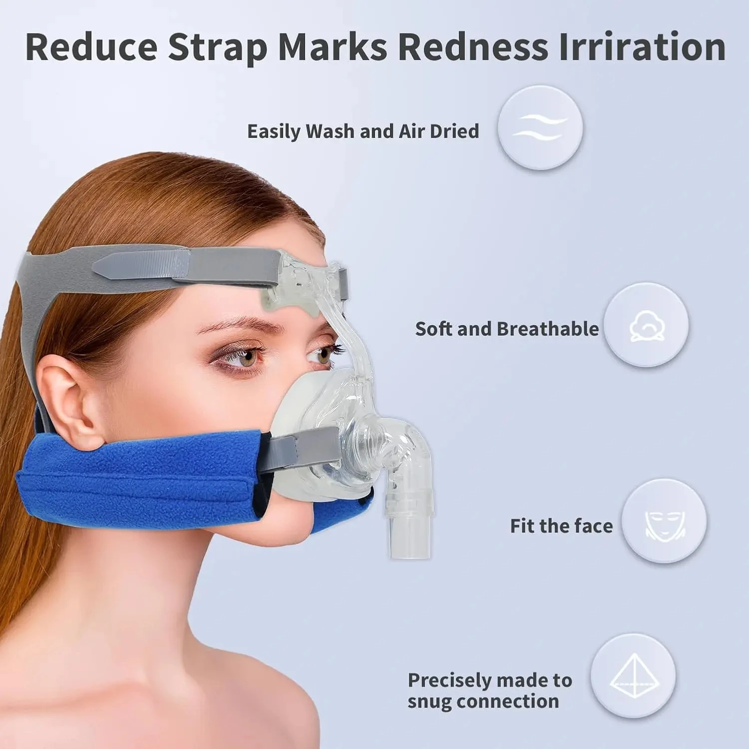 CPAP Strap Pads Soft Fleece Mask Headgear Cushion Covers, Reusable Comfort Neck Cheek Protector Wrap to Reduce Red Marks & Skin - view 4