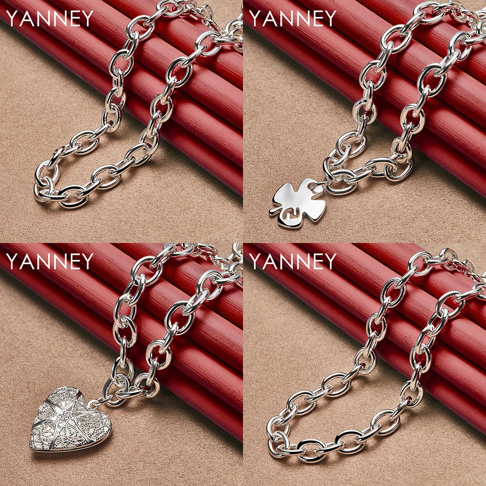 

Fashion 925 sterling silver exquisite heart-shaped four-leaf clover necklace for women wedding gift jewelry accessories