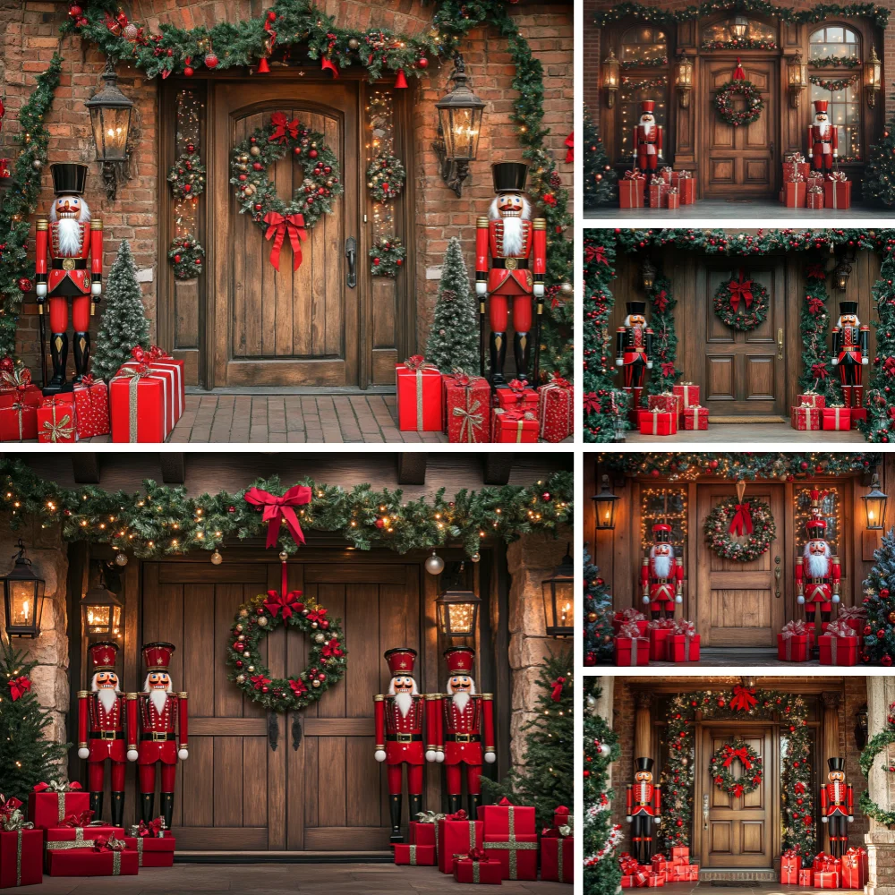 

Christmas Backdrops Santa Toy Soldiers Decor Family Kids Portrait Nutcracker Doll Photography Background for Photobooth