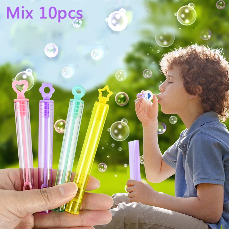 10Pcs Mini Empty Bubble Soap Bottle Love Heart Wand Tube Bubble Empty Tube Toy Birthday Party Favors Gift Baby Shower Decoration