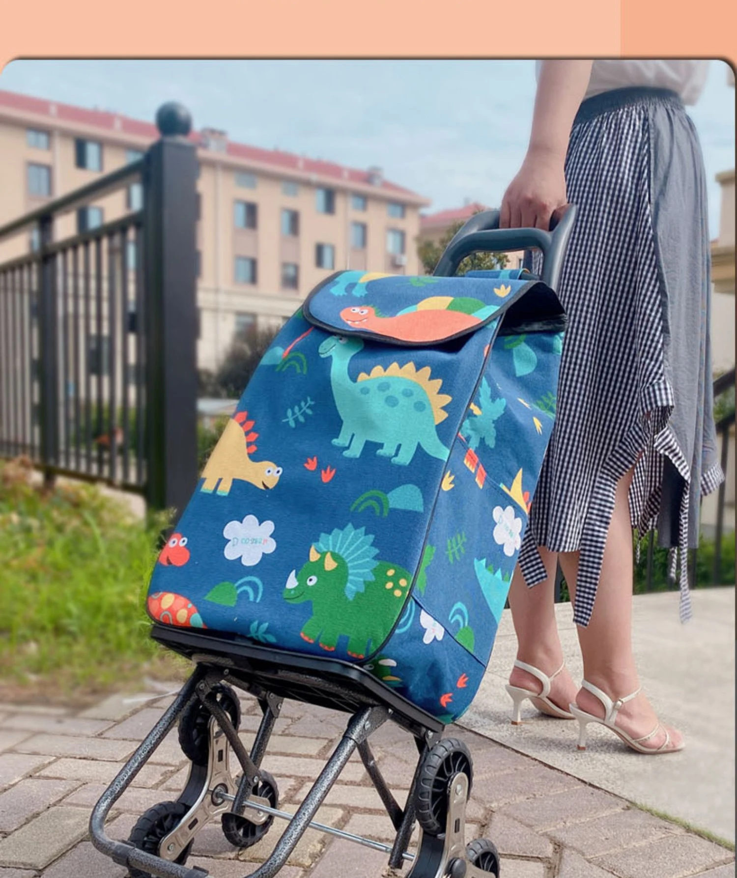 VEVOR Chariot courses pliable, 6 roues, 36 L. Sac Oxford, pour shopping, déménagement. - Gamm vert
