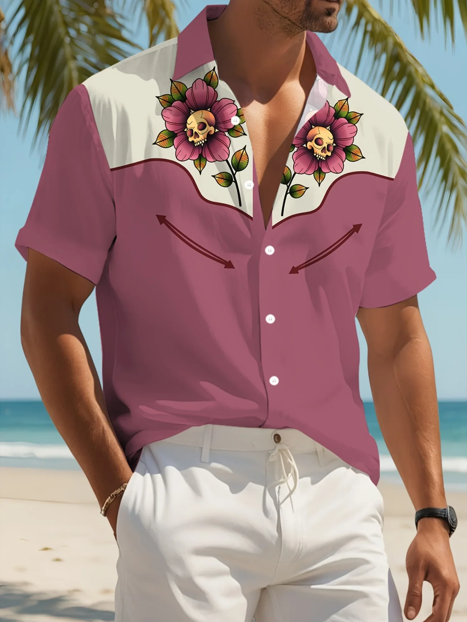 Men's Stylish Party Outfit Shirt SummerMan Women Short Sleeve Hawaiian Fashion Print Lightweight Beach Tops