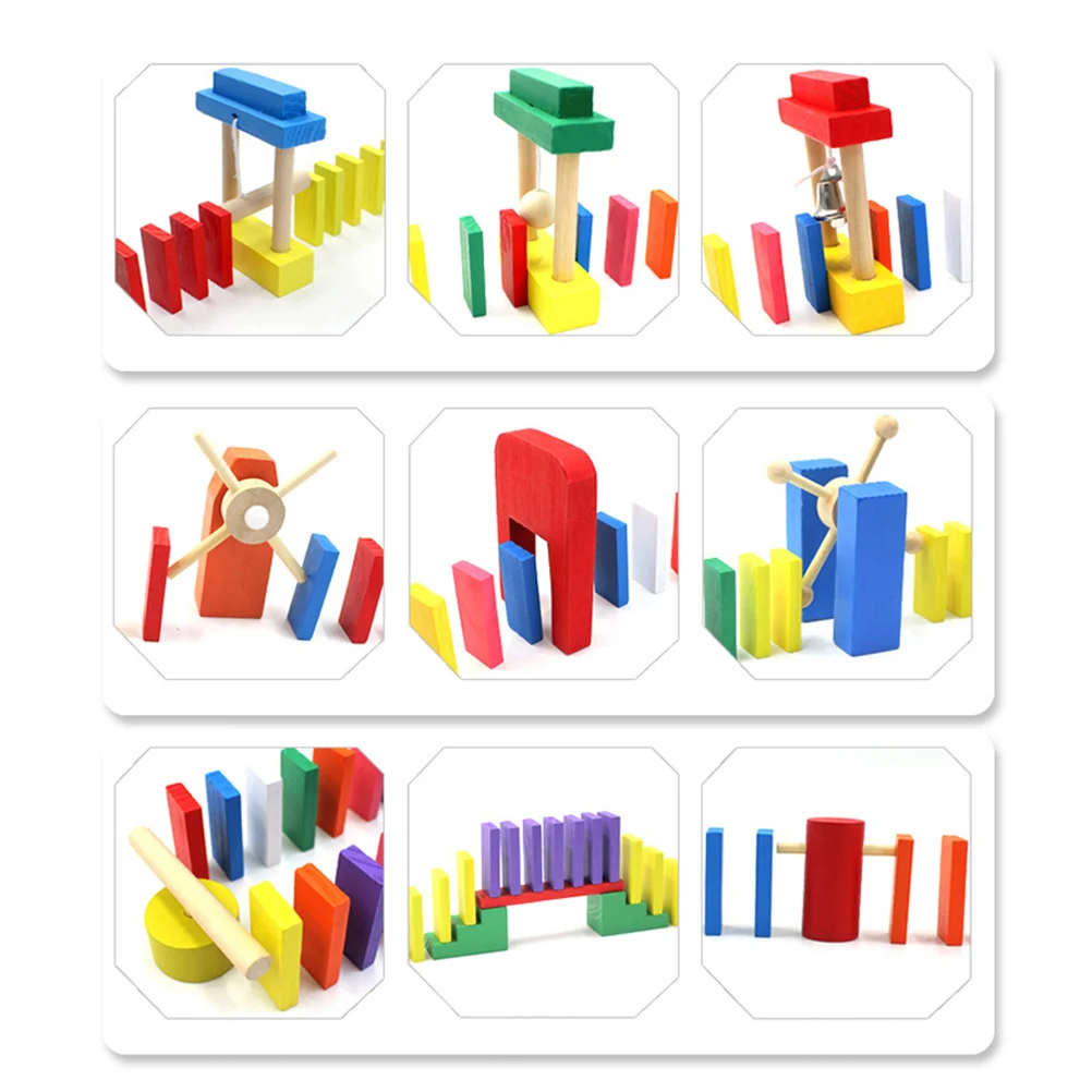 200 Pcs Educational Play Toy Engineering Domino Game Dominoes Stacking Building Blocks Toys Wooden Balance Child