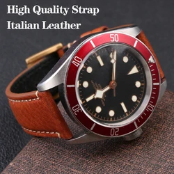 Italian Leather Watchband For Tudor Bronze Black Shield Citizen Tissot Watch Strap with Folding Clasp Bracelet Blue Brown 22mm