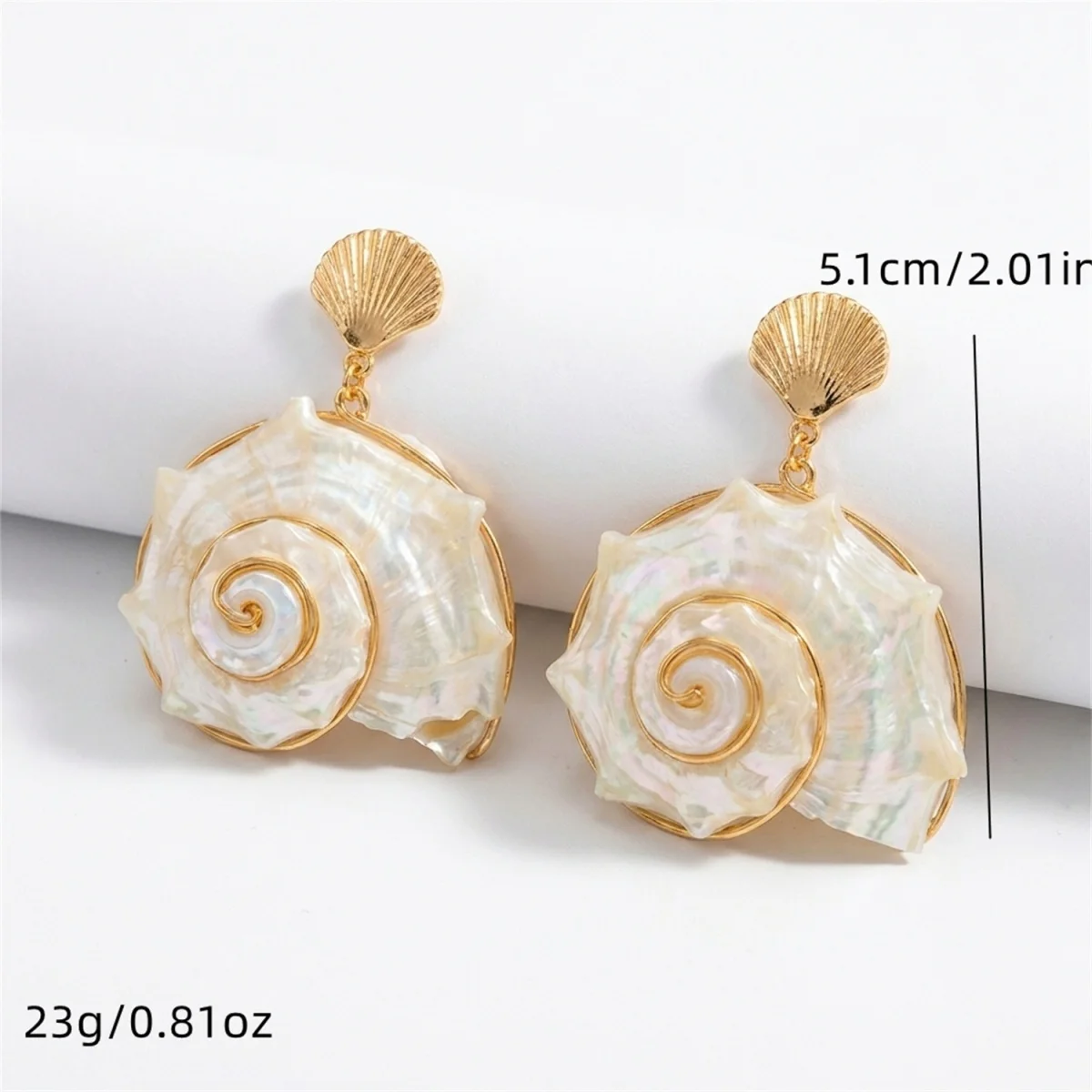 Sommerliche Boho Muschel-Spiral-Ohrhänger für Damen und Herren, Acryl-Spiral-Muschel-Ohrhänger, Ozean-Strand-Modeschmuck – Detail 15