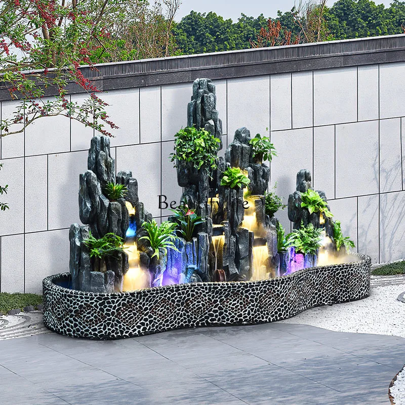 Large rockery fish pond flowing water ornament outdoor courtyard villa garden fountain