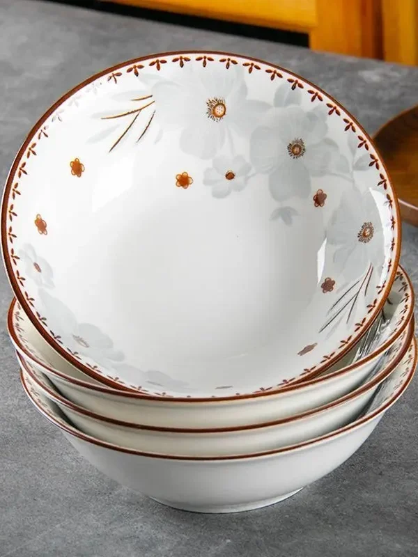 Tazón grande de cerámica de 6 pulgadas para sopa, tazón profundo para ramen, tazón con tapa esmaltada de color bajo esmalte, utensilios de comedor para el hogar, tazón para verduras