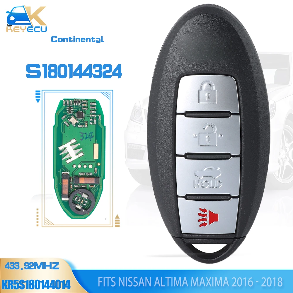 

KEYECU S 180144324 Умный дистанционный брелок 433,92 МГц PCF7945 для Nissan Aatima Maxima 2015 2016 2017 2018