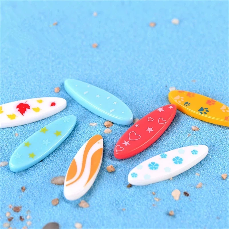 6PCS Mini Surfboard Scale Model Ornaments Dollhouse Miniature Beach Surfboard Simulation Models DIY Resin Crafts