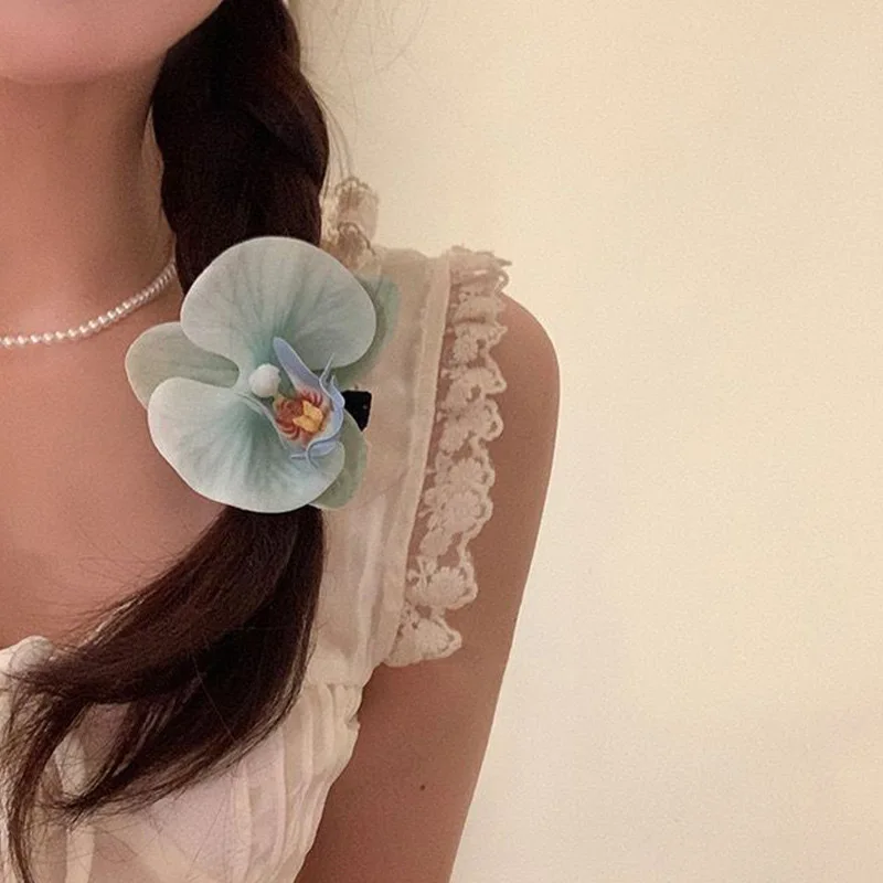 WANZHI 2024 New Phalaenopsis Flower Clasp for Women Large Sweet Flower Headwear Shark Clip Hairpin Fashion Hair Accessories