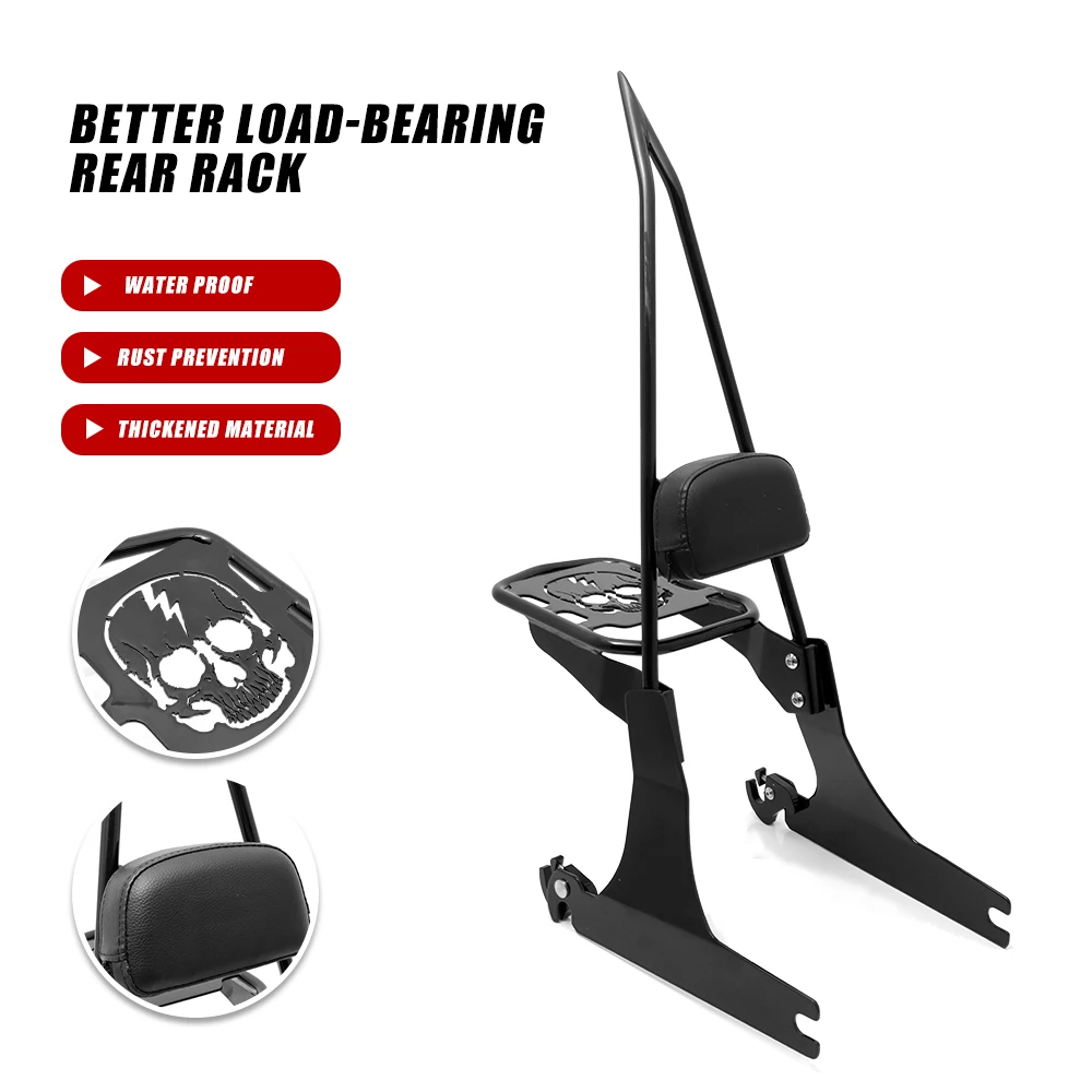 Backrest Sissy Bar Luggage Rack Steel Black Fits For Harley Dyna FXDL 2002-2005 2004 2003 2